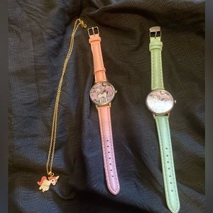 Set of 2 girls’ watches with necklace